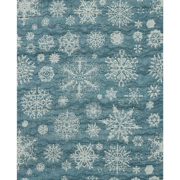 J.jill Medium Weight EMBROIDERED SCARF new LIGHT AZURE MULTI eyelash fringe - Picture 5 of 6